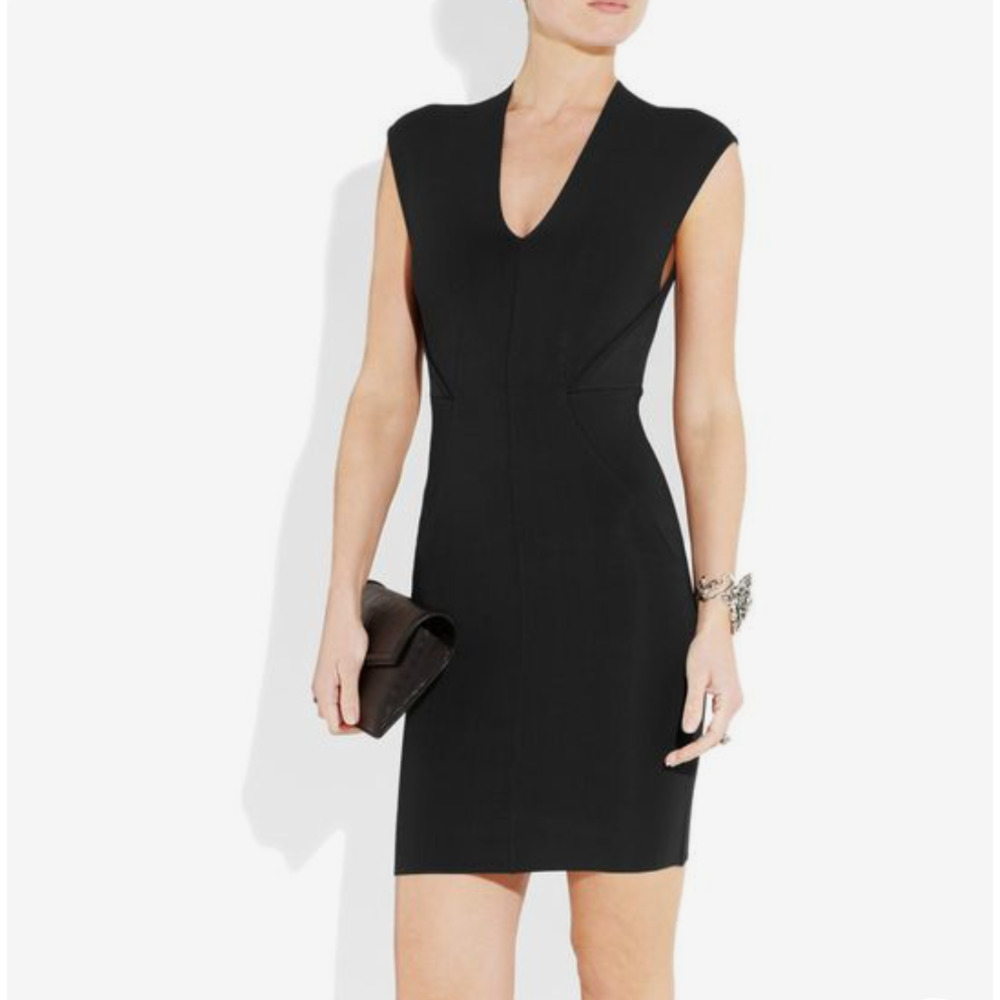 Alexander Wang V Neck Black Bodycon Mini Dress Size Large